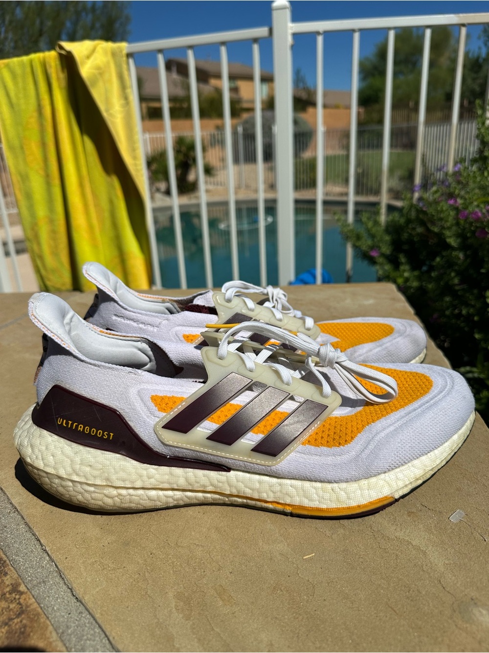 Adidas UltraBoost 21 NCAA Pack Arizona State Sneaker GX7968 White Maroon Men 12